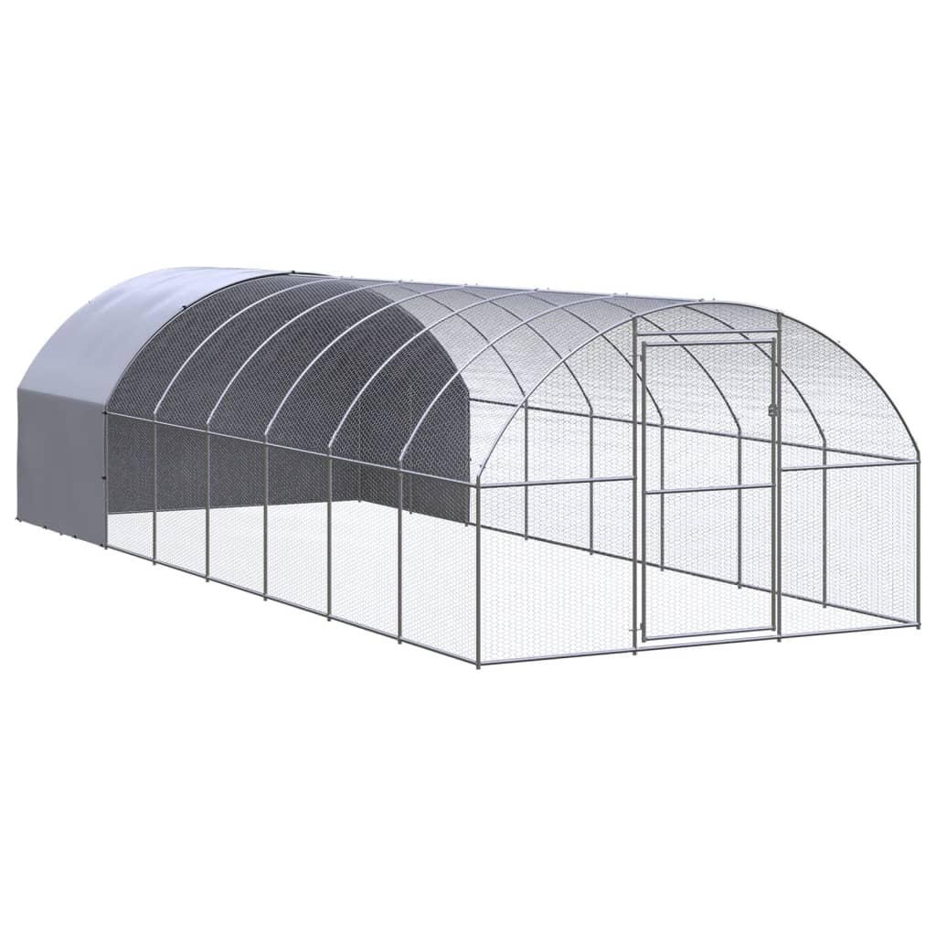 Vidaxl gallinero de exterior de acero galvanizado 3x8x2 m