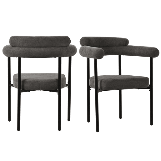 Conjunto de 2 cadeiras de veludo - com braços - Cinzento Conjunto de 2 cadeiras de veludo - com braços - Cinzento
