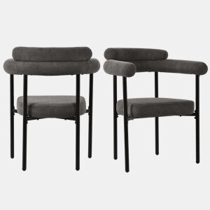 Conjunto de 2 cadeiras de veludo - com braços - Cinzento