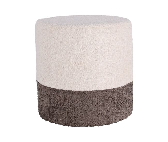 Well home taburete 'boucle' ø35cm beige con gris oscuro