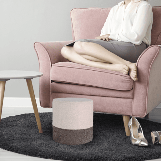 Banco Well Home 'Boucle' Ø35cm bege com cinza escuro