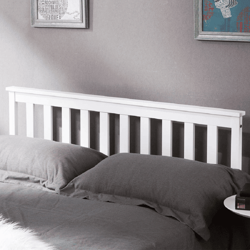 Cama para adultos 140x200 cm de madeira maciça com estrado de ripas - Branco