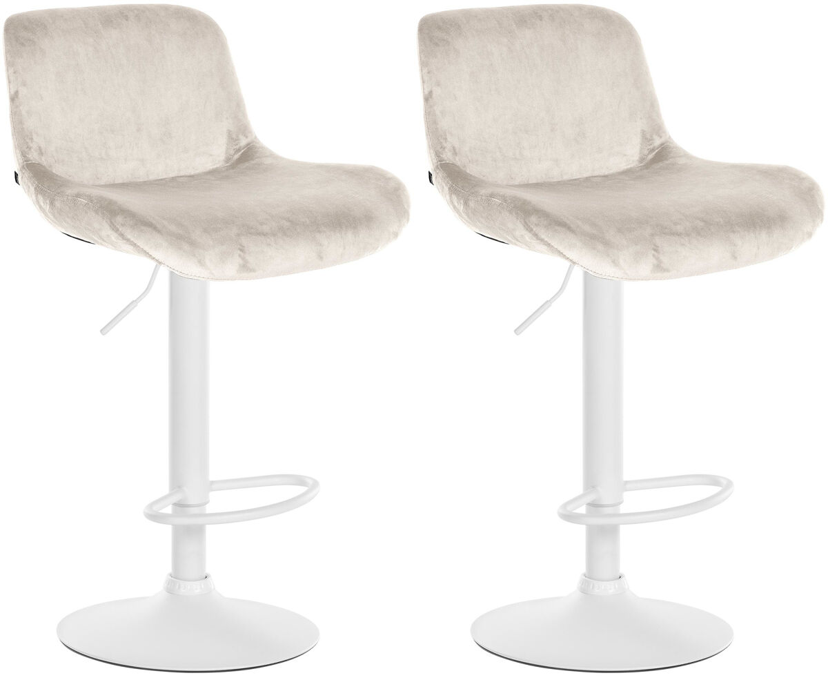 Lote de 2 taburetes de bar solon blanco terciopelo crema 50x50x85 cm