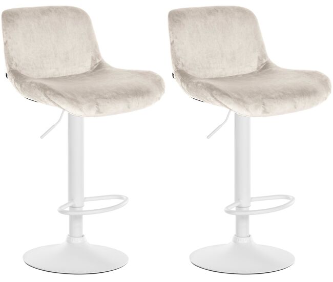 Lote de 2 taburetes de bar solon blanco terciopelo crema 50x50x85 cm