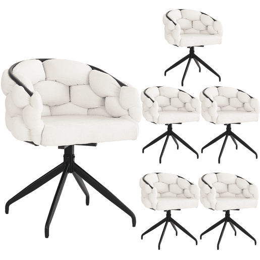 Conjunto de 6 cadeiras giratórias em veludo - Estilo moderno - Bege