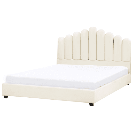 Cama de água Veludo VINCENNES 180 x 200 cm Branco creme