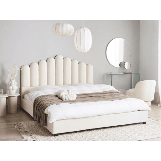 Cama de água Veludo VINCENNES 180 x 200 cm Branco creme