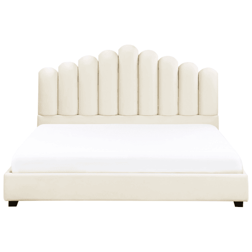 Cama de água Veludo VINCENNES 180 x 200 cm Branco creme