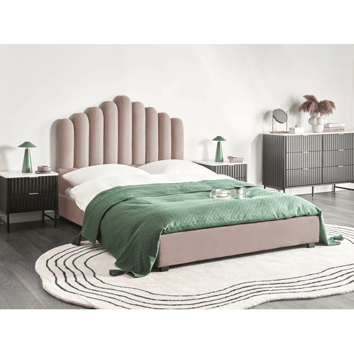 Cama Veludo VINCENNES 140 x 200 cm Taupe
