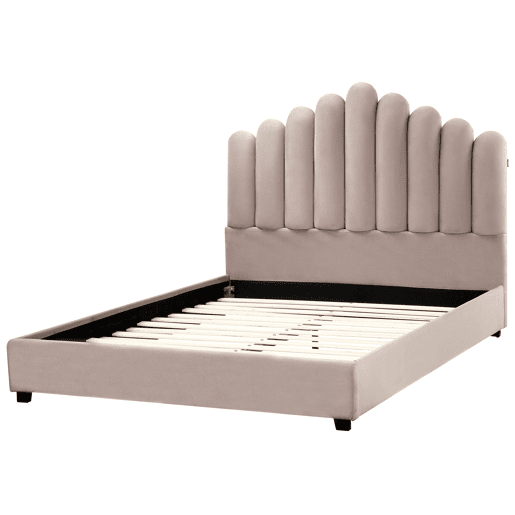 Cama Veludo VINCENNES 140 x 200 cm Taupe