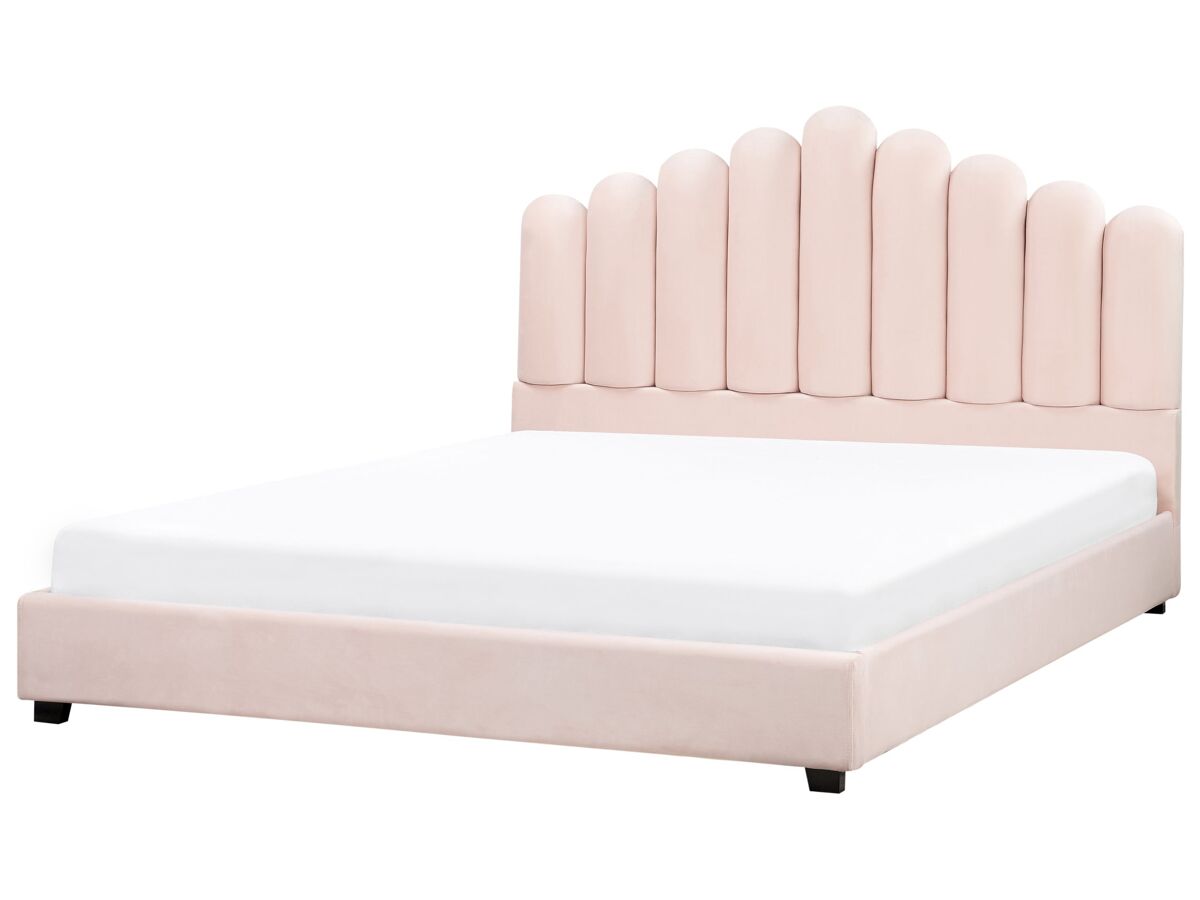 Beliani Cama Terciopelo VINCENNES 185x213 Rosa Talco