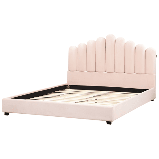 Cama Veludo VINCENNES 180 x 200 cm Rosa pastel