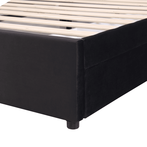 Cama 160x200cm com 2 gavetas - estofo em veludo - estilo moderno - Preto