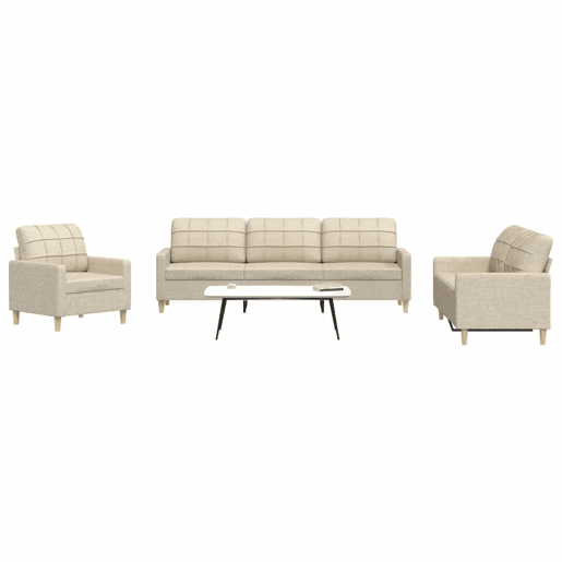 vidaXL 3 pcs conjunto de sofás tecido cor creme vidaXL 3 pcs conjunto de sofás tecido cor creme