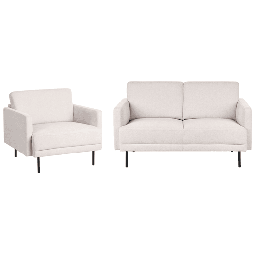 Conjunto de sala de estar BREDA Tecido Creme claro 2 lugares