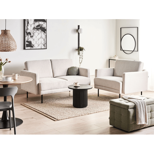 Conjunto de sala de estar BREDA Tecido Creme claro 2 lugares