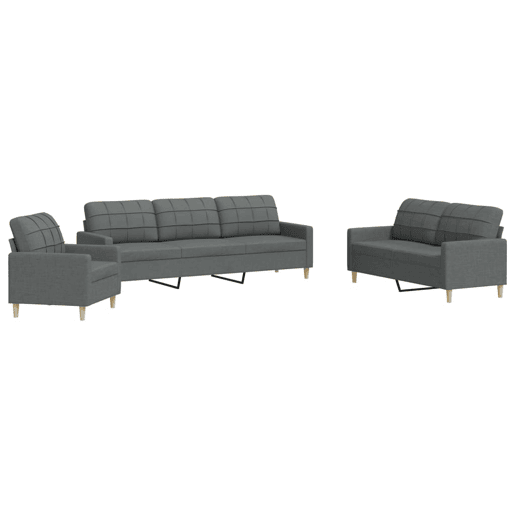 vidaXL 3 pcs conjunto de sofás tecido cinzento-escuro