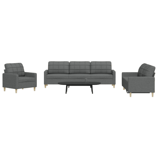 vidaXL 3 pcs conjunto de sofás tecido cinzento-escuro
