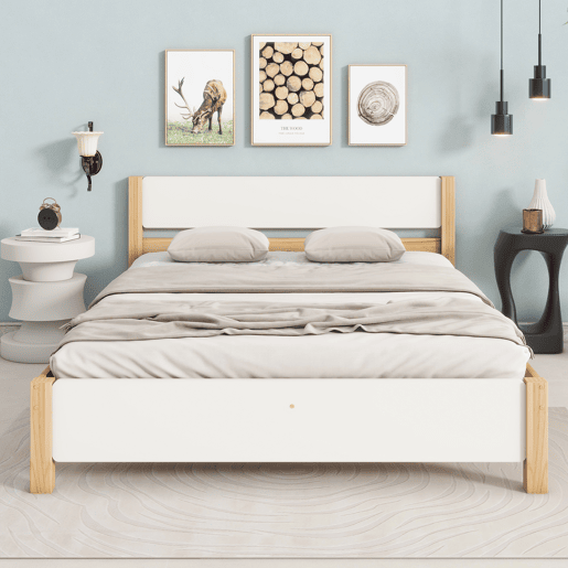 Estrado de madeira para cama de casal 140x200 cm - Branco
