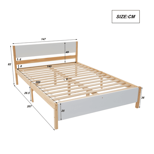 Estrado de madeira para cama de casal 140x200 cm - Branco