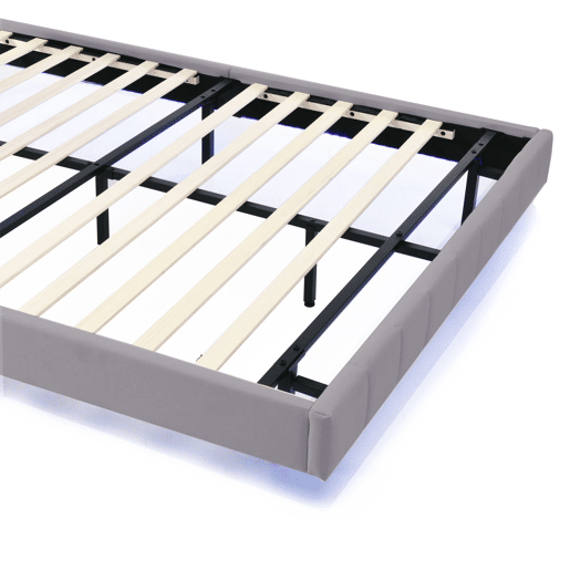 Cama para adultos 160x200 cm - cama flutuante com LED e 2 portas USB + estrado - tecido de linho - Cinzento