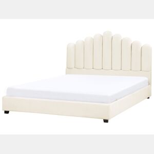 Cama Veludo VINCENNES 180 x 200 cm Branco creme