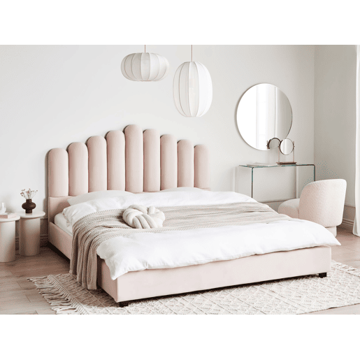 Cama de água Veludo VINCENNES 180 x 200 cm Rosa pastel