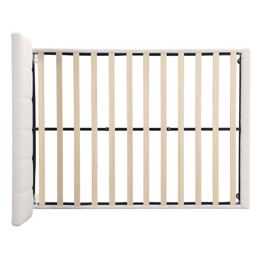 Cama 140x190cm estofada em sherpa - com estrado de molas - Bege