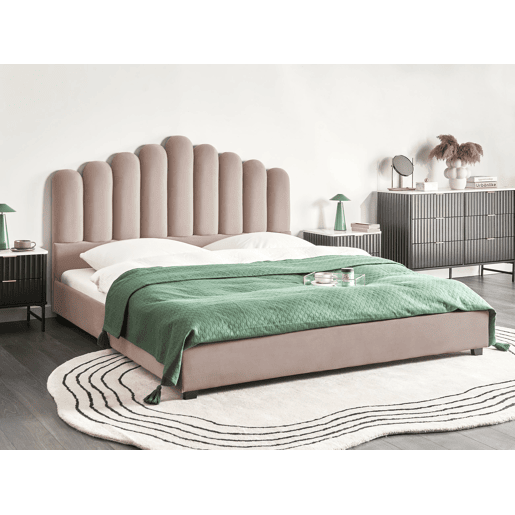 Cama Veludo VINCENNES 180 x 200 cm Taupe