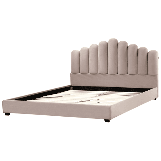 Cama Veludo VINCENNES 180 x 200 cm Taupe