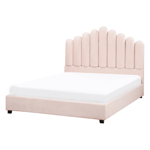 Cama Veludo VINCENNES 140 x 200 cm Rosa pastel