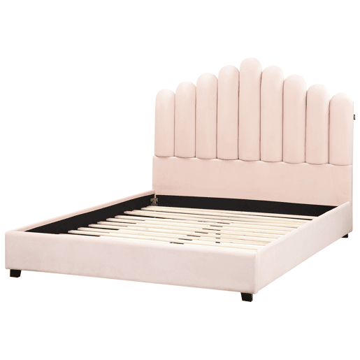 Cama Veludo VINCENNES 140 x 200 cm Rosa pastel