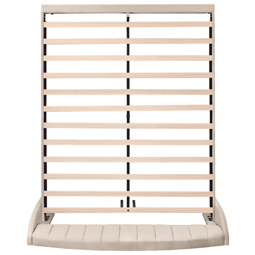 Cama estofada 160x200cm em veludo com estrado de ripas - Bege