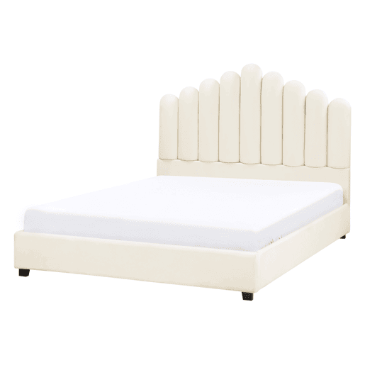 Cama Veludo VINCENNES 140 x 200 cm Branco creme