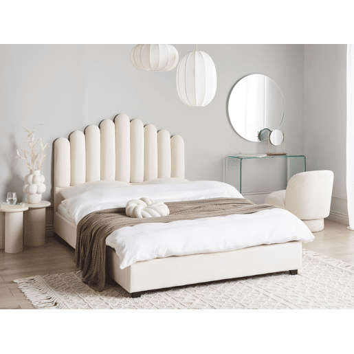 Cama Veludo VINCENNES 140 x 200 cm Branco creme
