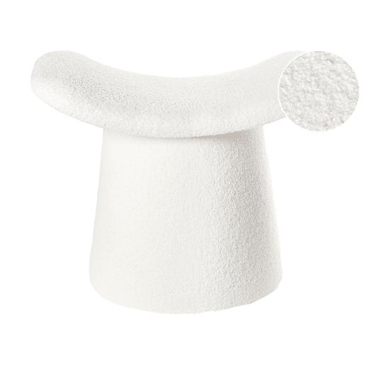Pufe Tufado RIDDLE Bouclé Branco creme 57 cm 38 cm 46 cm