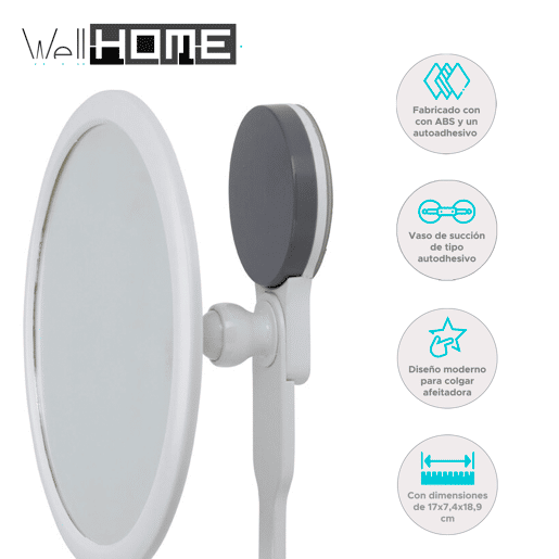 Well Home Espelho com PVC e autoadesivo 17x7,4x18,9cm Well Home Espelho com PVC e autoadesivo 17x7,4x18,9cm