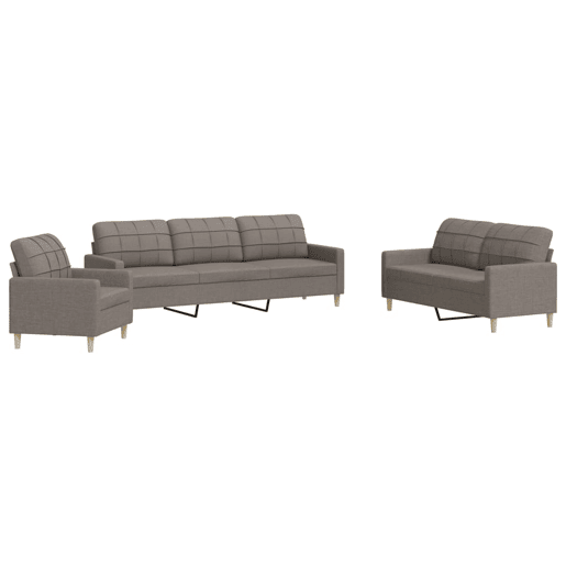 vidaXL 3 pcs conjunto de sofás tecido cinzento-acastanhado vidaXL 3 pcs conjunto de sofás tecido cinzento-acastanhado