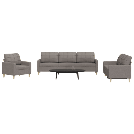 vidaXL 3 pcs conjunto de sofás tecido cinzento-acastanhado vidaXL 3 pcs conjunto de sofás tecido cinzento-acastanhado