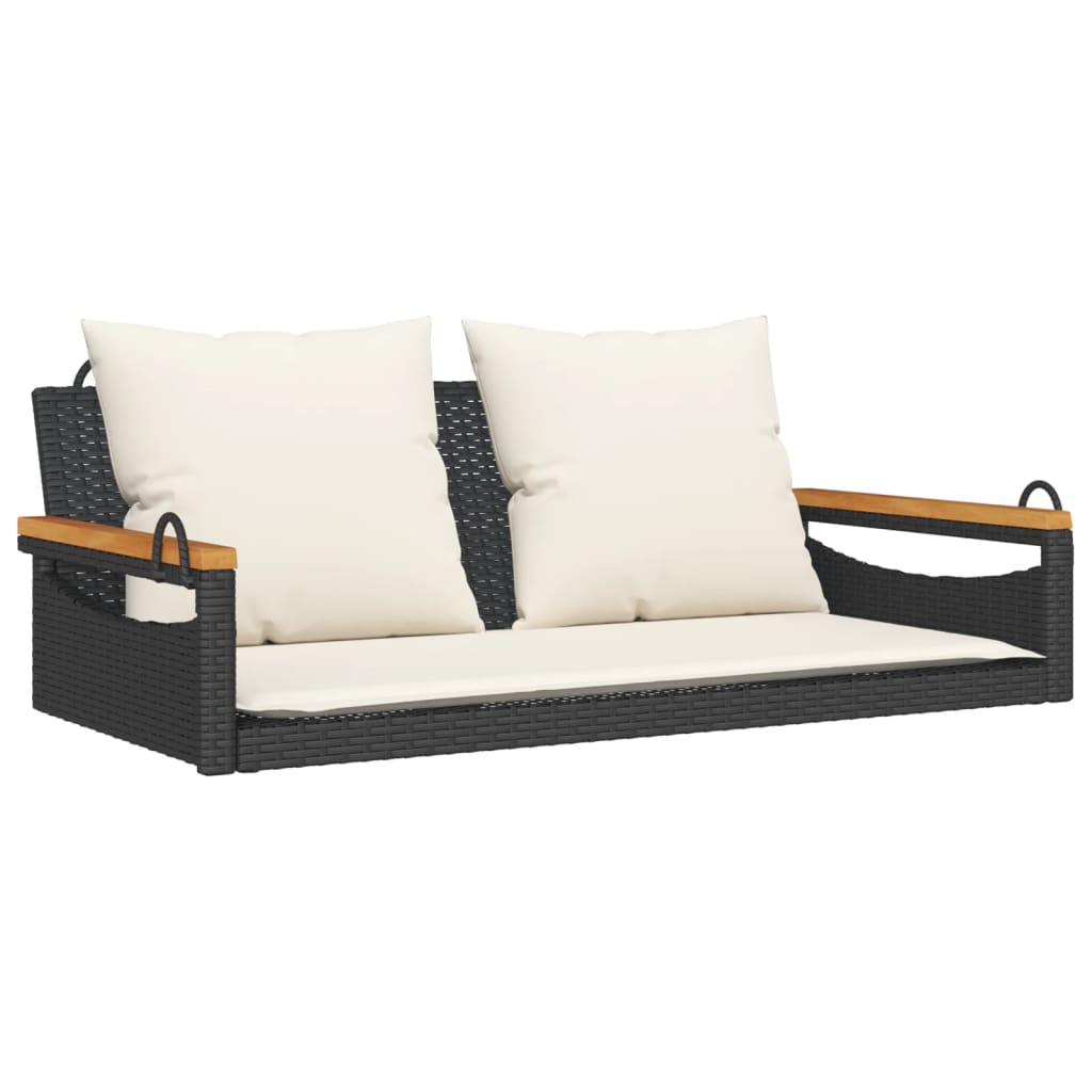 vidaxl banco columpio con cojines ratan sintetico negro 109x62x40 cm