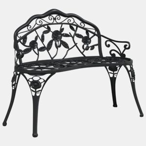 vidaXL Banco de jardim 100 cm alumínio fundido preto