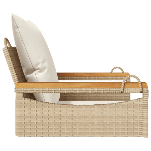 vidaXL Banco baloiço com almofadões 63x62x40 cm vime PE bege vidaXL Banco baloiço com almofadões 63x62x40 cm vime PE bege