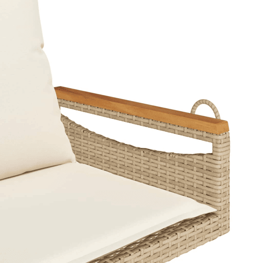 vidaXL Banco baloiço com almofadões 63x62x40 cm vime PE bege vidaXL Banco baloiço com almofadões 63x62x40 cm vime PE bege