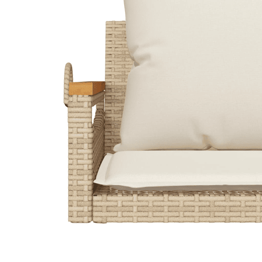 vidaXL Banco baloiço com almofadões 63x62x40 cm vime PE bege vidaXL Banco baloiço com almofadões 63x62x40 cm vime PE bege