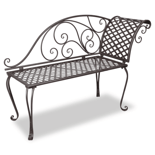 Espreguiçadeira de metal para o jardim com padrão de rosas marrom antigo