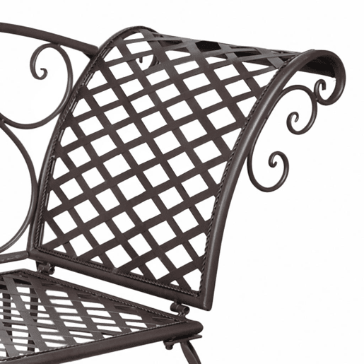Espreguiçadeira de metal para o jardim com padrão de rosas marrom antigo