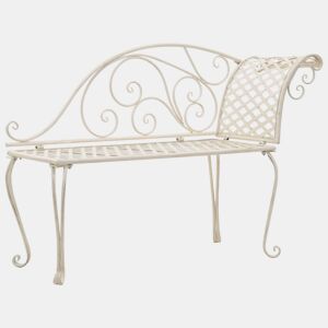vidaXL Chaise lounge para jardim 128 cm metal antigo branco