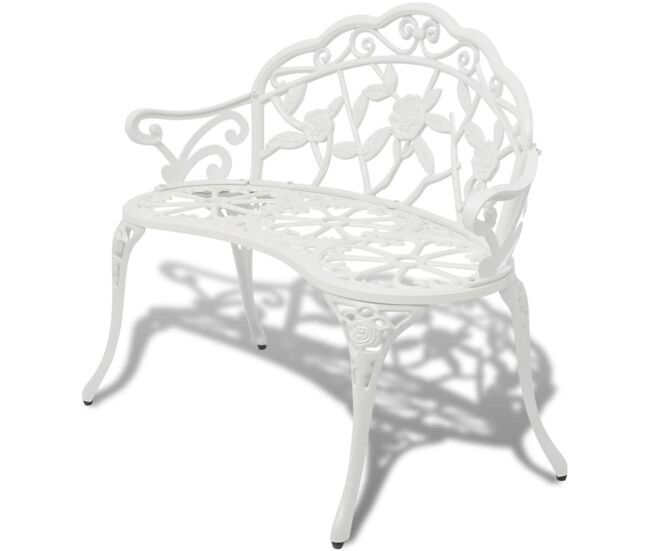Vidaxl banco de jardín de aluminio fundido blanco 100 cm