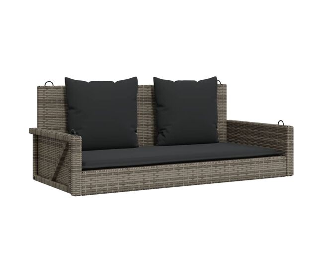 Vidaxl banco columpio con cojines ratán sintético gris 119x56x48 cm