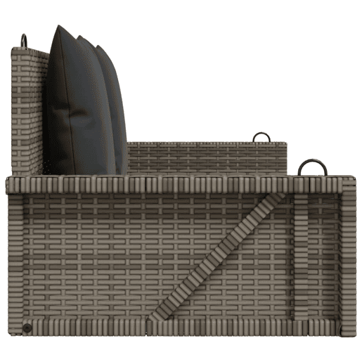 vidaXL Banco baloiço com almofadões 119x56x48 cm vime PE cinzento vidaXL Banco baloiço com almofadões 119x56x48 cm vime PE cinzento